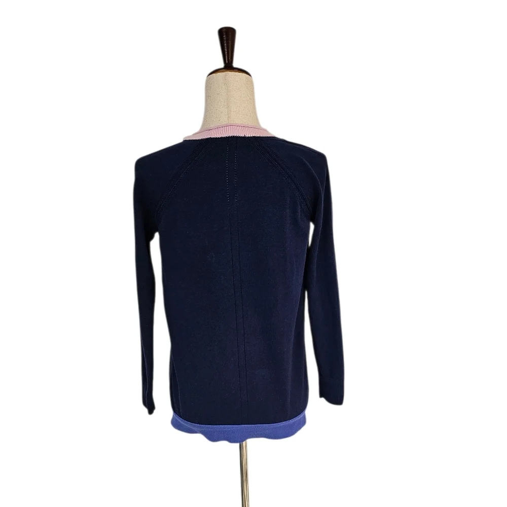 Talbots Navy and Pink Women's Cotton‎ Cardigan Sweater XS Preowned - Picture 3 of 9